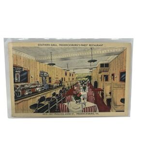 Southern Grill Fredricksburg's Finest Restaurant Virginia Vintage Linen Postcard